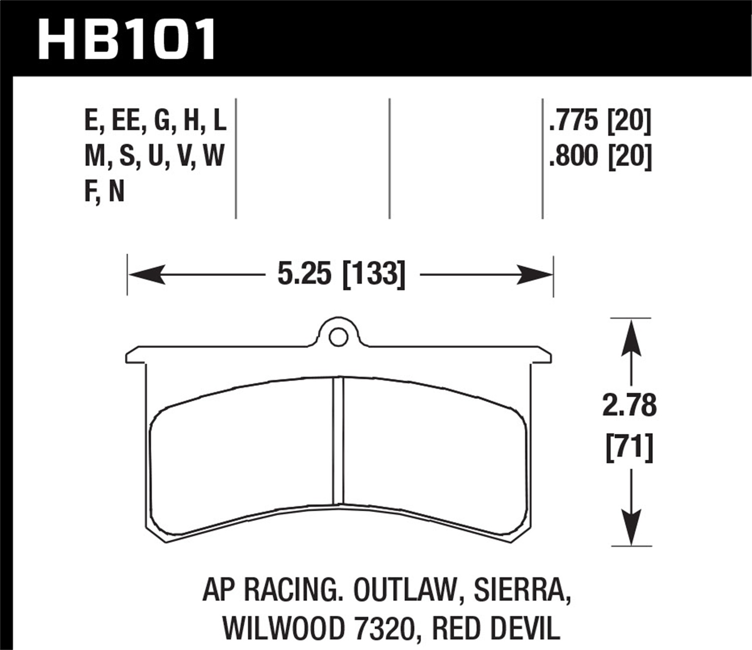 Hawk Performance HB101G.800 DTC-60 Disc Brake Pad